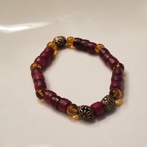 📿 Red and amber stretch bracelet
